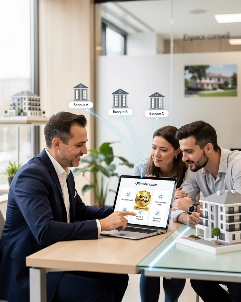 un courtier discute avec un couple des diverses offres de prêts un courtier discute avec un couple des diverses offres de prêts